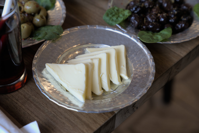 kashar cheese on traditional turkish breakfast table