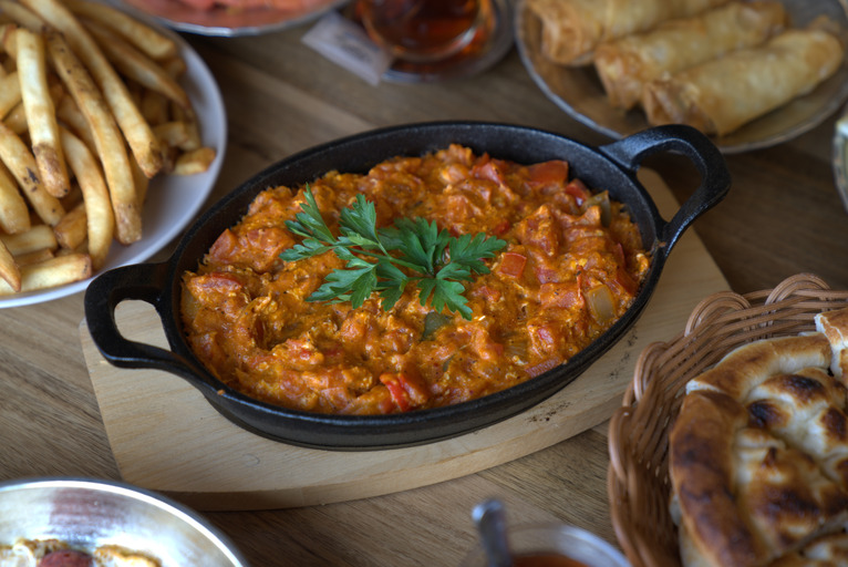 traditional turkish breakfast eggs called menemen