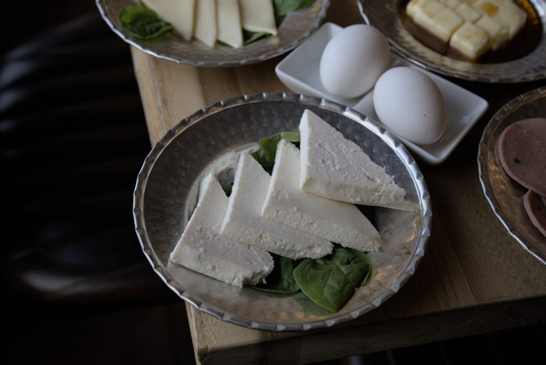 feta cheese on traditional turkish breakfast table