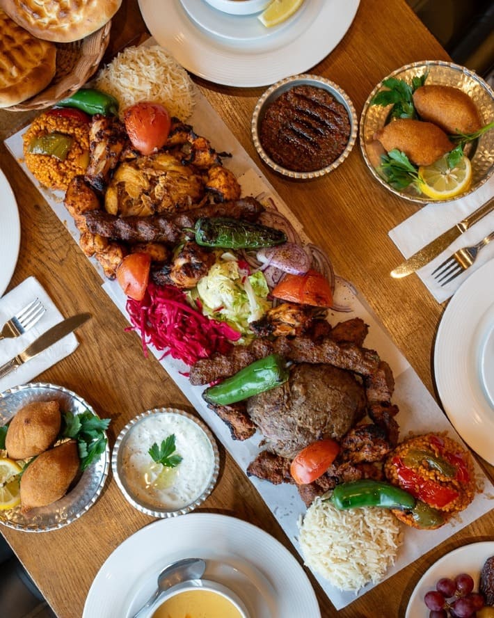 A picture showing different kinds of Turkish Food from Turkish Flames Mississauga